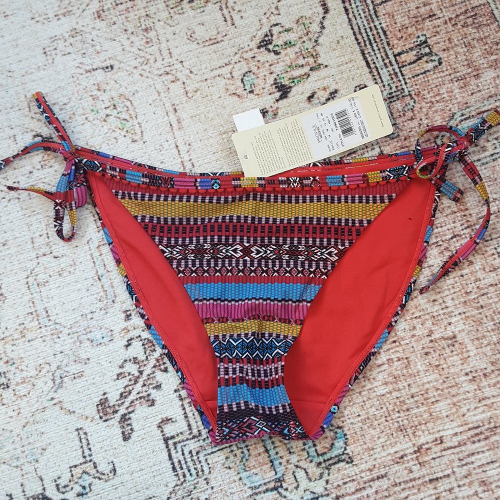 Gottex Profile Modern Swim Suit Bottoms Red, Blue, Pink. Tie Waist New! Size 10